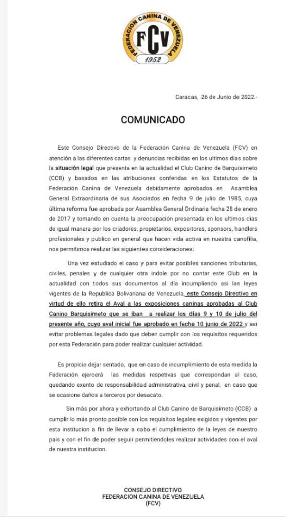 Comunicado Evento CCB - Julio 2022.