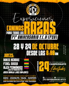Lee más sobre el artículo Exposiciones Caninas Para Todas las Razas 71º Aniversario F.C.V. (FCV)