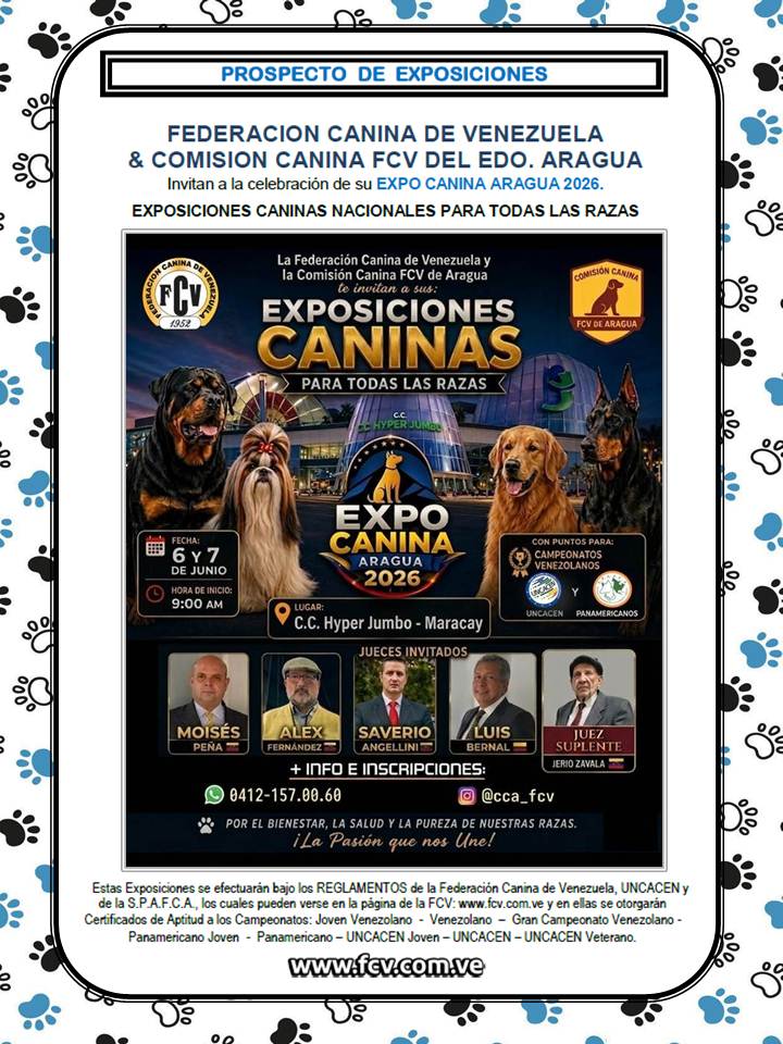En este momento estás viendo 🔊 PROSPECTO DE EXPOSICIONES – Expo Canina Aragua 2026 🐶🐾….
