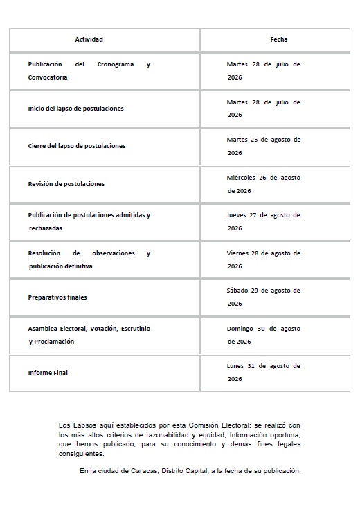 📝 Propuesta Oficial de Cronograma Electoral Oficial….