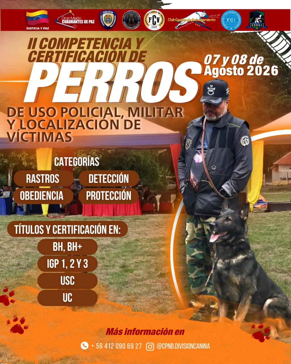 Lee más sobre el artículo II COMPETENCIA Y CERTIFICACIÓN CANINA DE PERROS DE USO POLICIAL, MILITAR Y LOCALIZACIÓN DE VÍCTIMAS