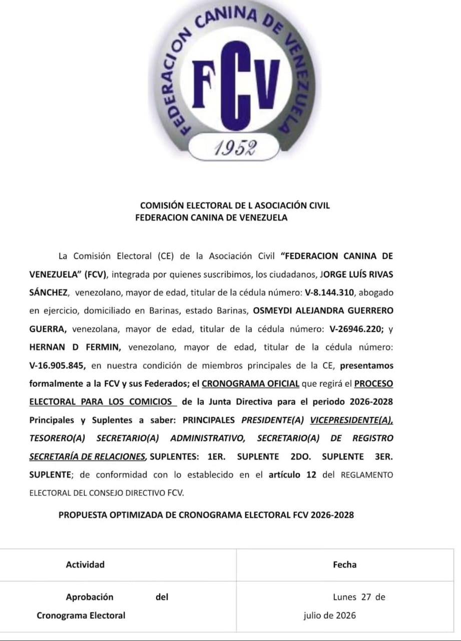 Lee más sobre el artículo 📝 Propuesta Oficial de Cronograma Electoral Oficial….