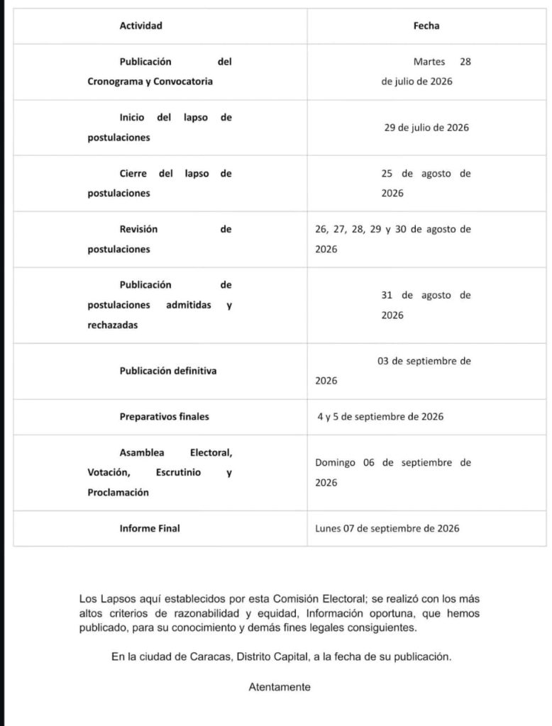 📝 Propuesta Oficial de Cronograma Electoral Oficial….
